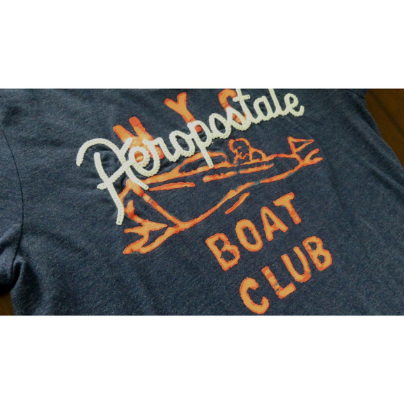 Aeropostale Boat Club T-Shirt Women's Sz XL Embroidered Graphic Navy Nautical - Picture 2 of 7